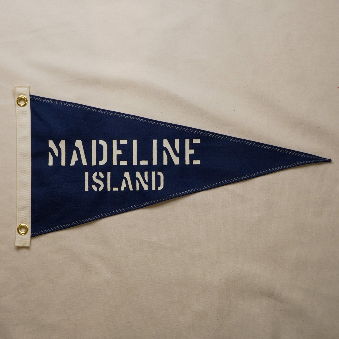Madeline Island - First Edition, Hand-Stenciled Pennant - Navy