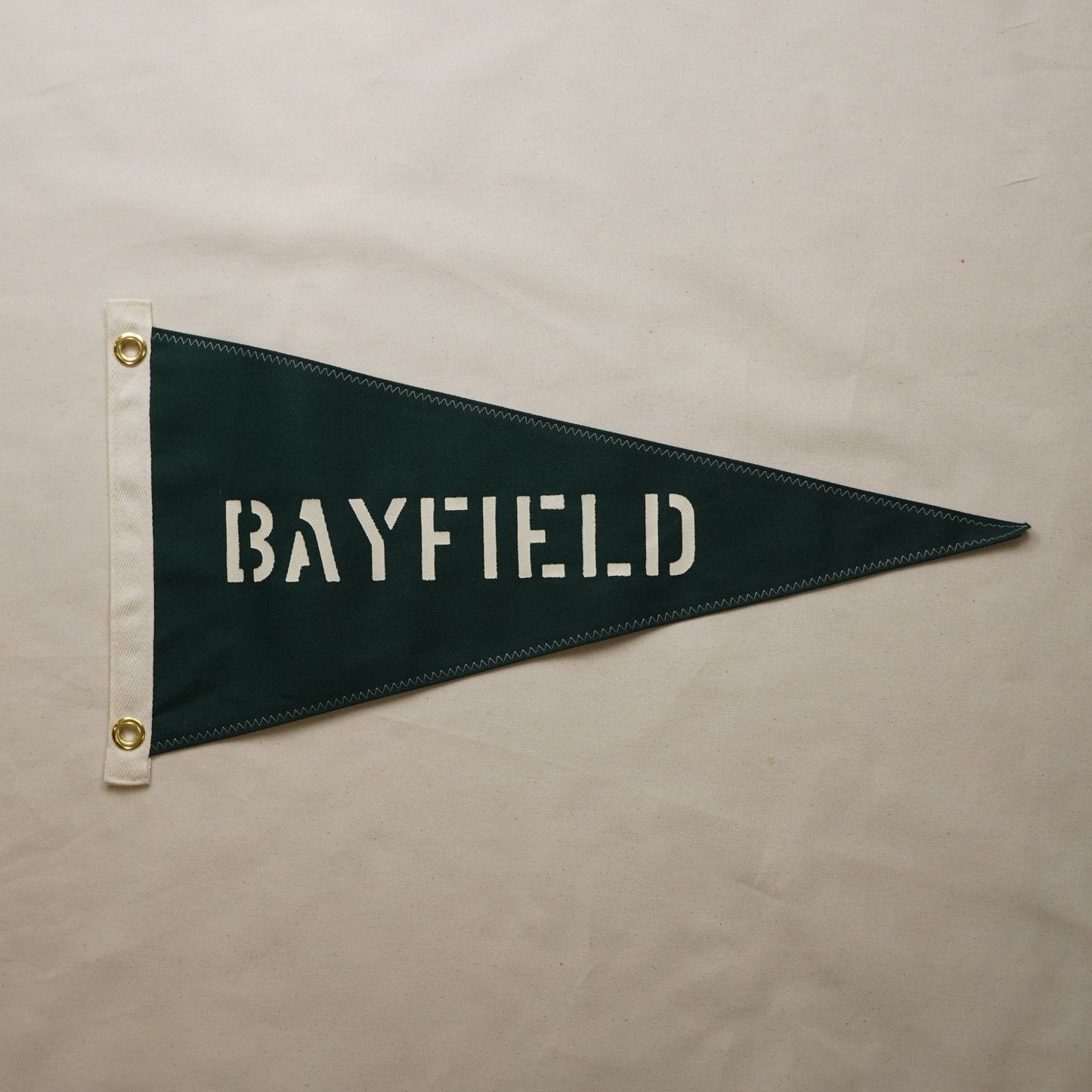 Bayfield - First Edition, Hand-Stenciled Pennant - Boreal Green