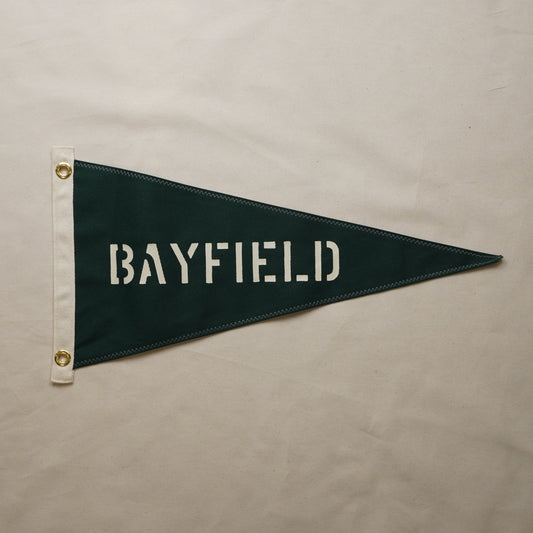 Bayfield - First Edition, Hand-Stenciled Pennant - Boreal Green