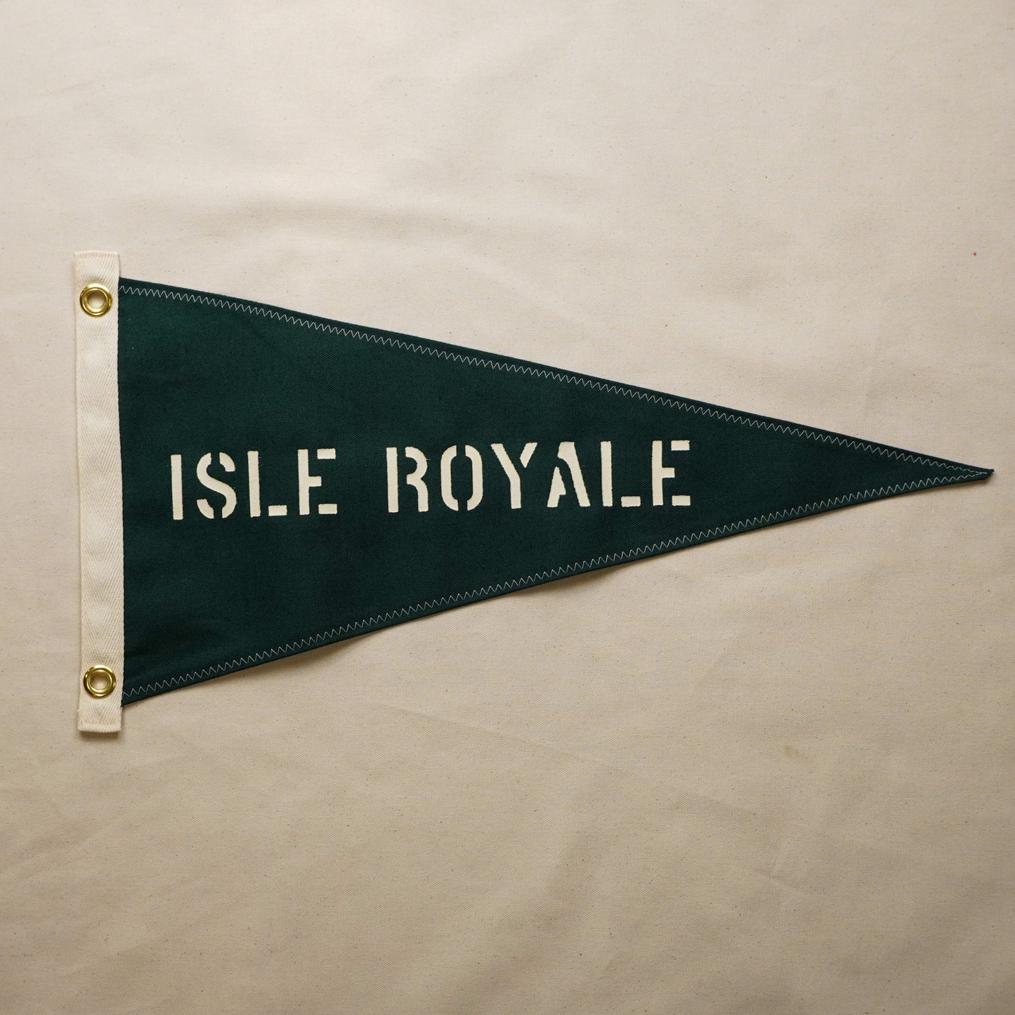Isle Royale - First Edition, Hand-Stenciled Pennant - Boreal Green