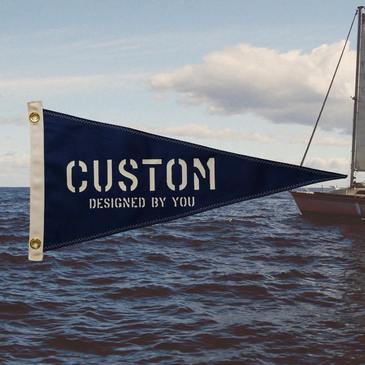 Custom - Hand-Stenciled Pennant - Navy