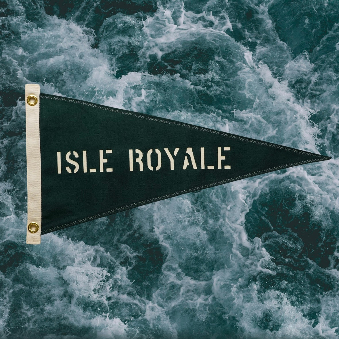Isle Royale - First Edition, Hand-Stenciled Pennant - Boreal Green