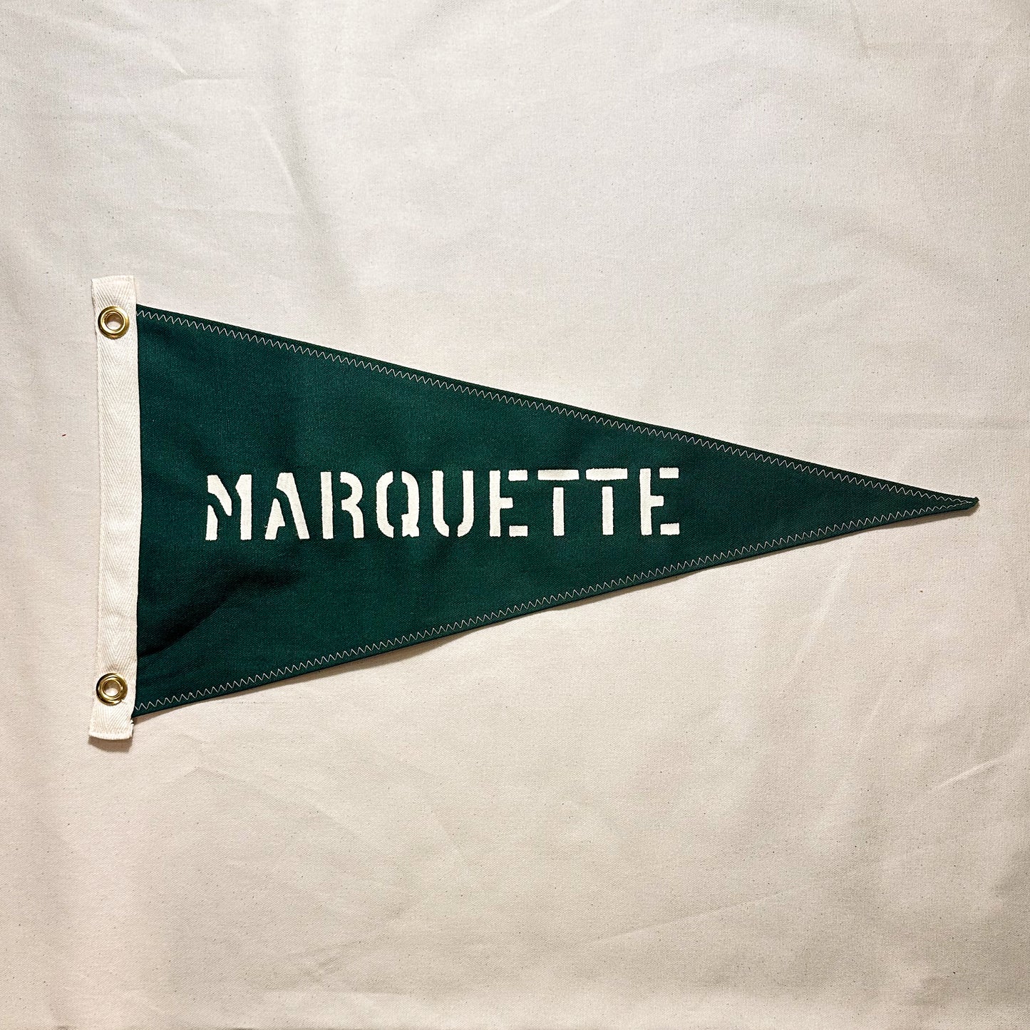 Marquette - First Edition, Hand-Stenciled Pennant - Boreal Green