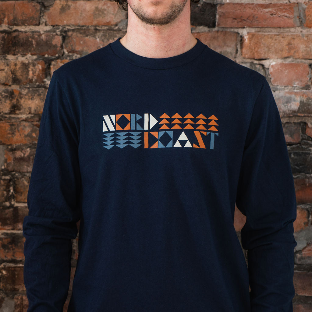 Norse Quilt - Sleeve Navy Coast Tee – Organic Long Nord