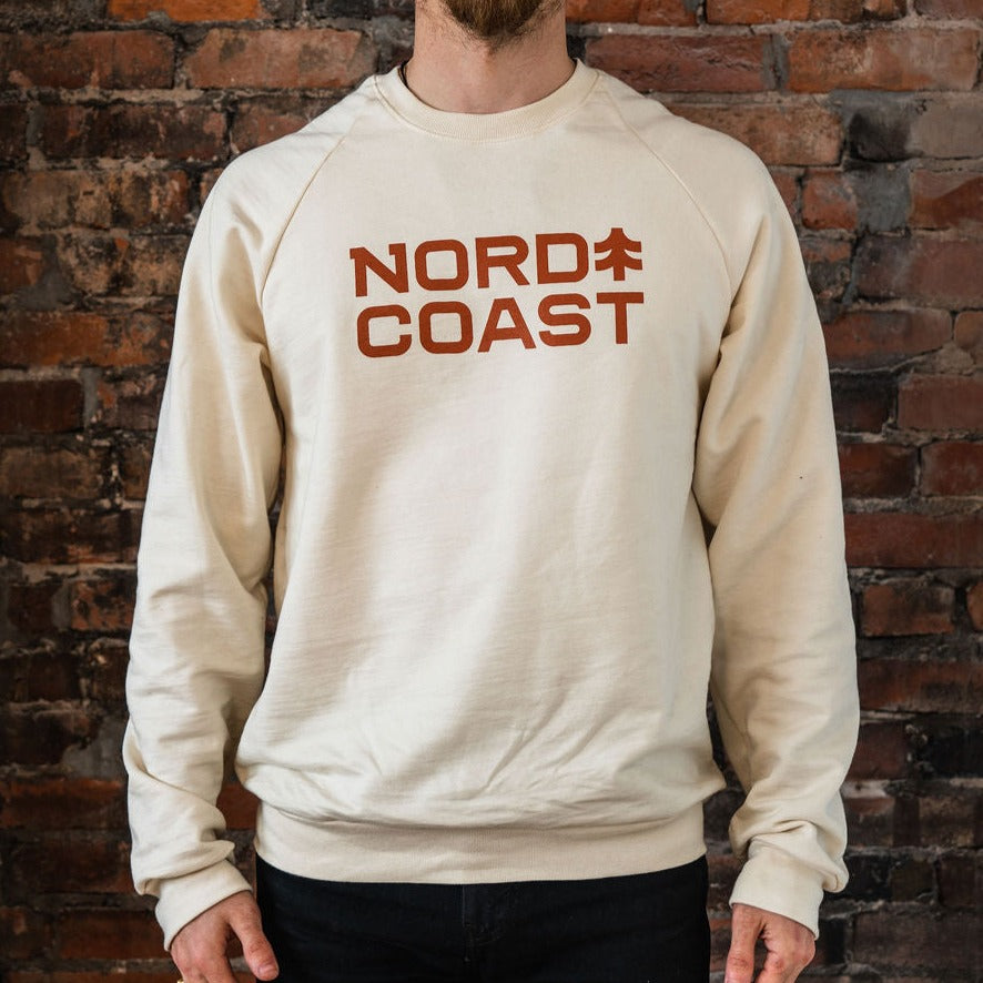 Classic Organic Mid-Weight Crewneck - Natural Cream / Palisade Red