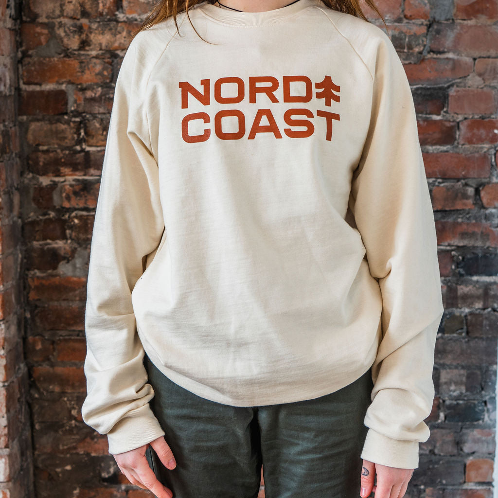 Classic Organic Mid-Weight Crewneck - Natural Cream / Palisade Red
