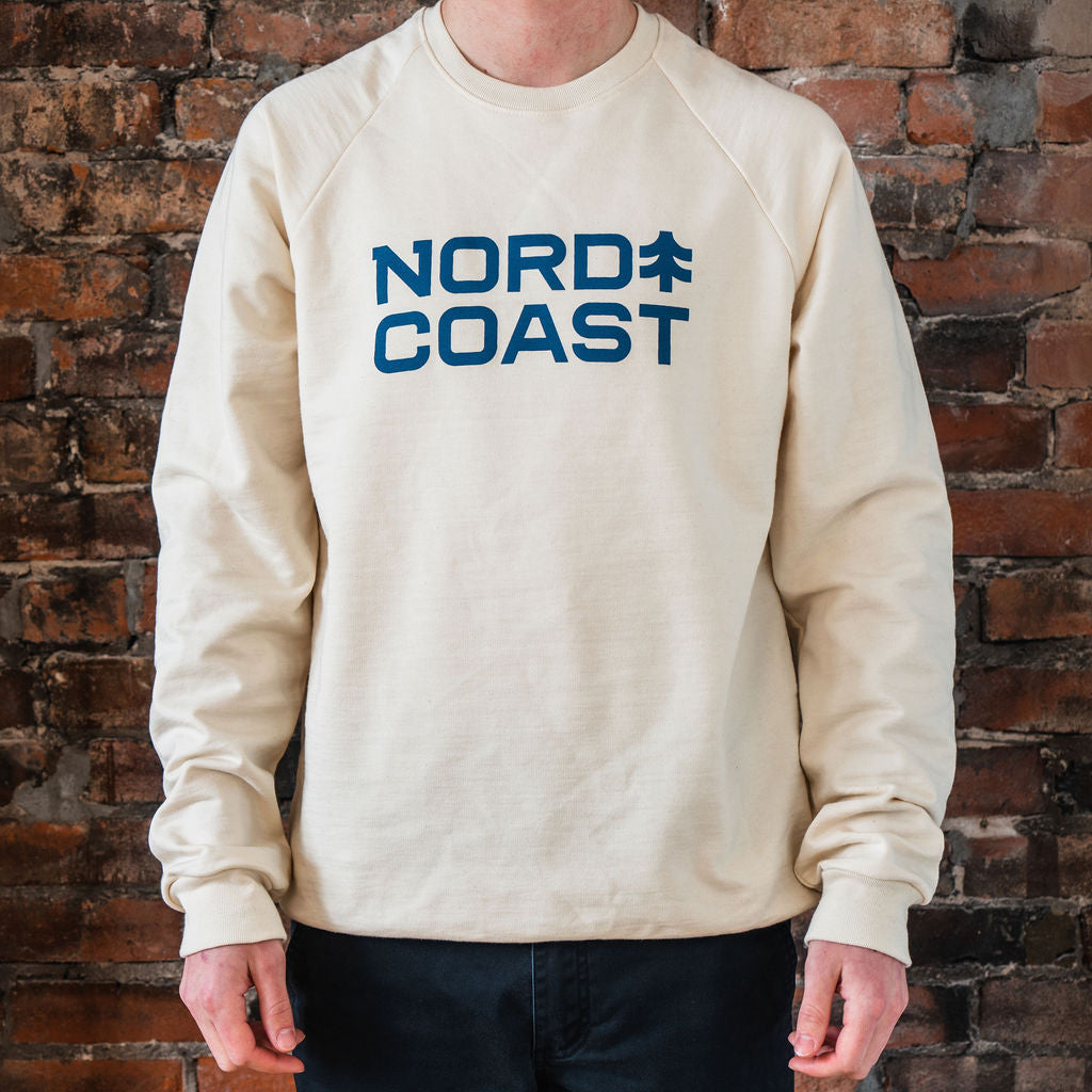 Classic Organic Mid-Weight Crewneck - Natural Cream / Navy