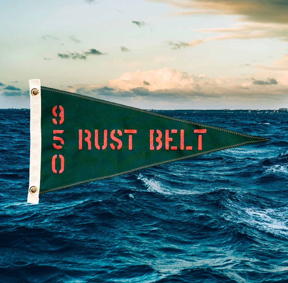 Rust Belt 950 - Hand Stenciled Pennant (Tamarack Green)